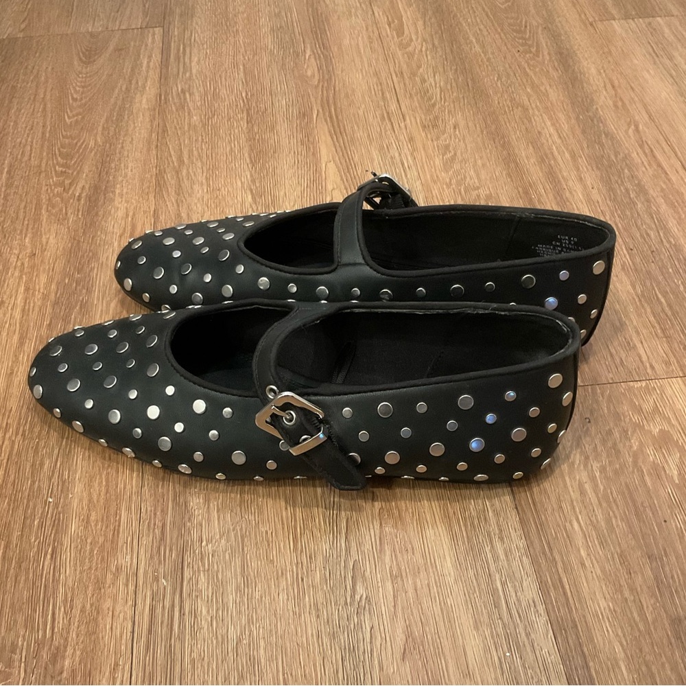 H&M Black Mary Jane ballet flats with Silver Accents